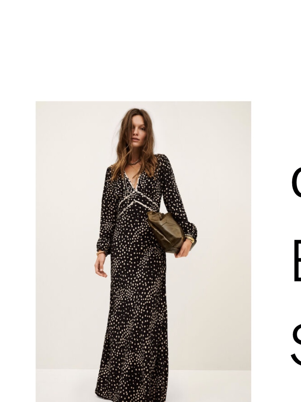 ba&sh Black Maxi Dress with White Dot Print